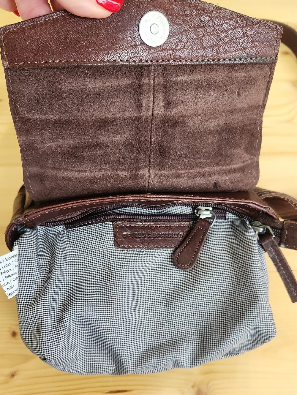 Spikes & Sparrow Leather Crossbody Belt Bag Brown Multi Pocket Fanny Pack Unisex - Picture 9 of 17
